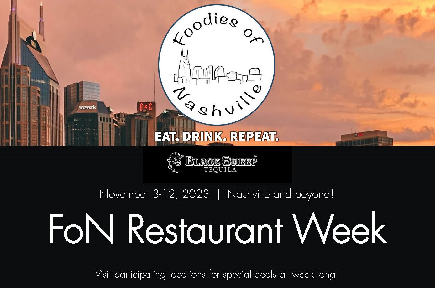 
Foodies of Nashville Restaurant Week will be held November 3 to Nov 12, 2023